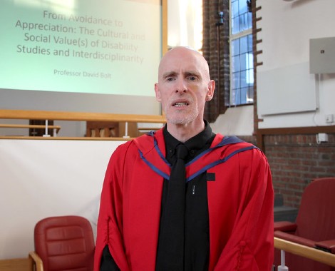 Professor David Bolt wearing his Inaugural Professorial Lecture gown.